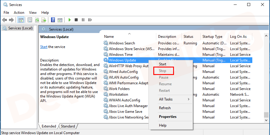 stop-windows-update-services